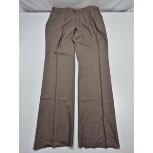 Racquet Club Suit Pants Mens 42x36 Beige 100% Wool Pleated Dress Unhemmed NWT